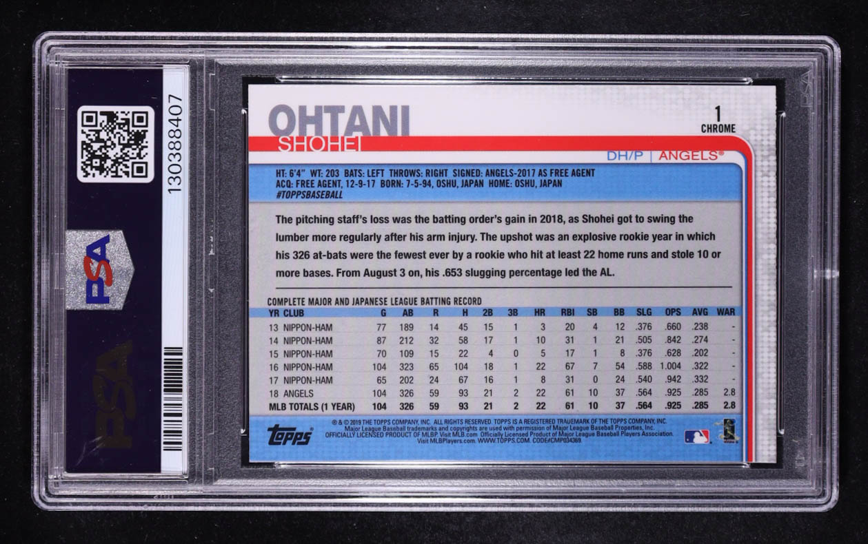 Shohei Ohtani 2019 Topps Chrome #1 (PSA 10) at PristineAuction.com Shohei Ohtani 2019 Topps Chrome #1 (PSA 10) at PristineAuction.com