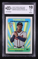 Ronald Acuna Jr. 2018 Topps Heritage Rookie Performers #RPRA RC (BCCG 10) at PristineAuction.com
