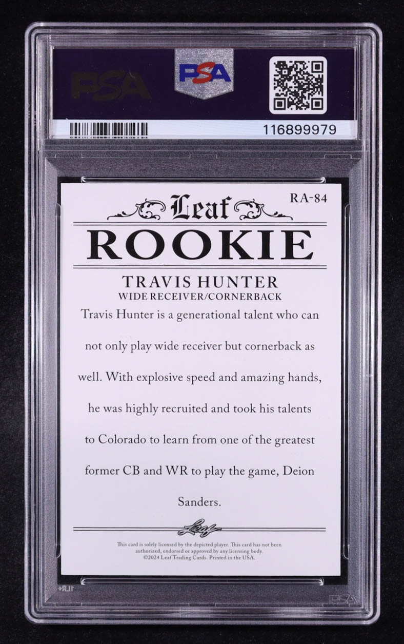Travis Hunter 2024 Leaf Special Release Rookie Achievement #RA84 RC (PSA 10) at PristineAuction.com Travis Hunter 2024 Leaf Special Release Rookie Achievement #RA84 RC (PSA 10) at PristineAuction.com