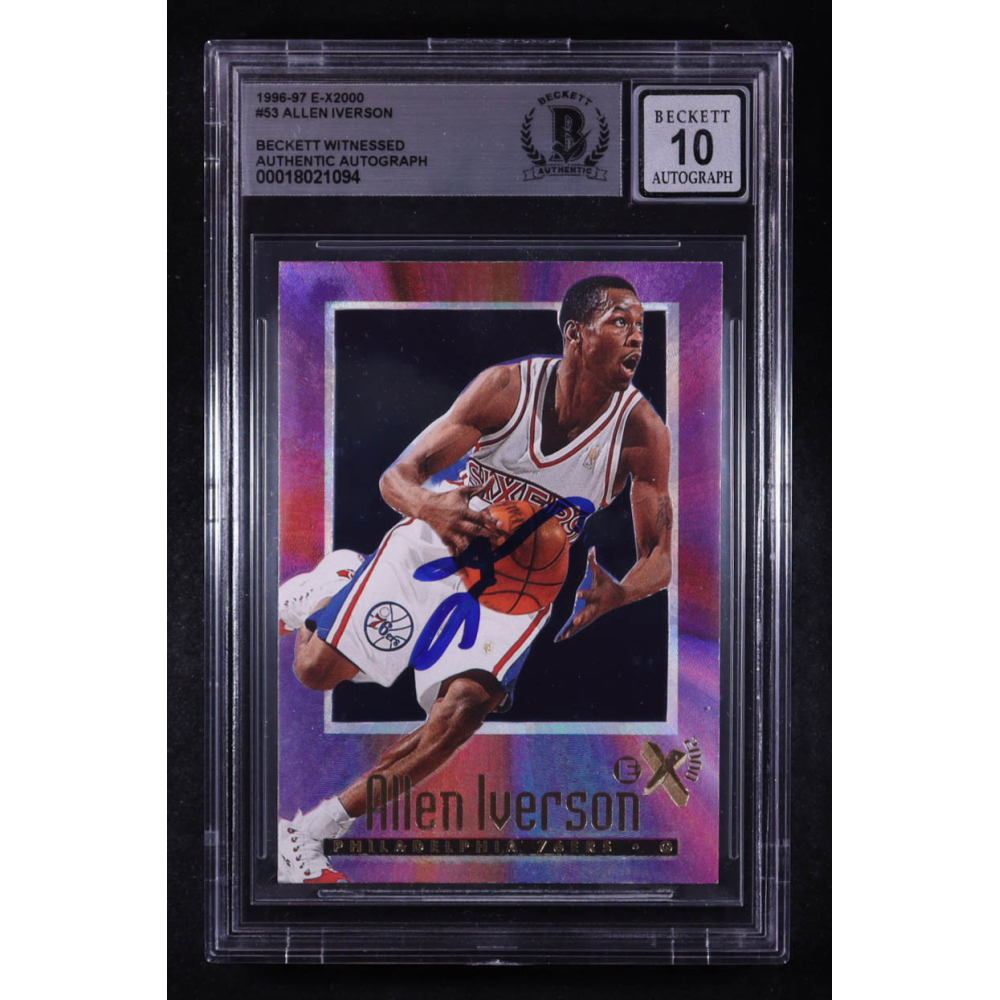 Allen Iverson Signed 1996-97 E-X2000 #53 RC (BGS | Auto 10) at PristineAuction.com