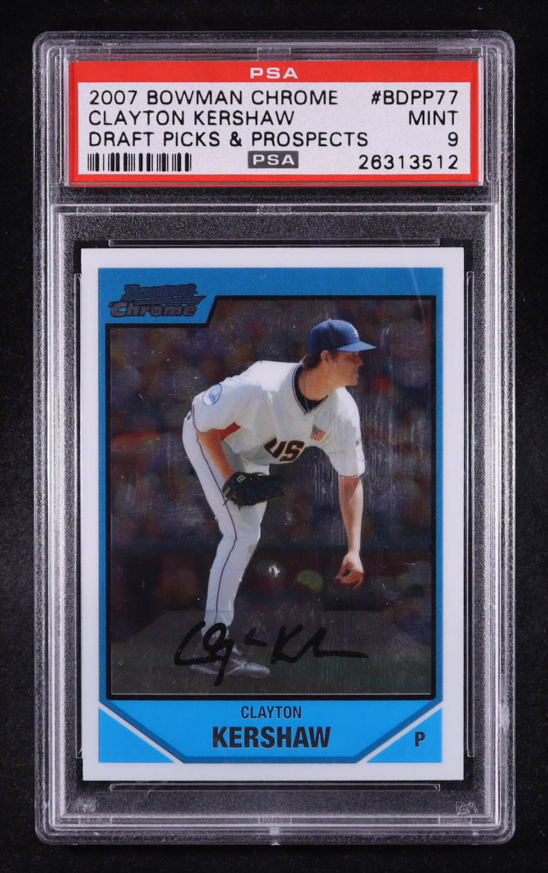 Clayton Kershaw 2007 Bowman Chrome Draft Future's Game Prospects #BDPP77 (PSA 9) at PristineAuction.com Clayton Kershaw 2007 Bowman Chrome Draft Future's Game Prospects #BDPP77 (PSA 9) at PristineAuction.com