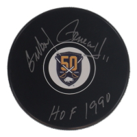 Gilbert Perreault Signed Sabres Logo Hockey Puck Inscribed "HOF 1990" (JSA) at PristineAuction.com