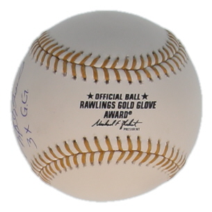 Rafael Palmeiro Signed Gold Glove Award Baseball Inscribed "3x GG" (JSA) at PristineAuction.com Rafael Palmeiro Signed Gold Glove Award Baseball Inscribed "3x GG" (JSA) at PristineAuction.com