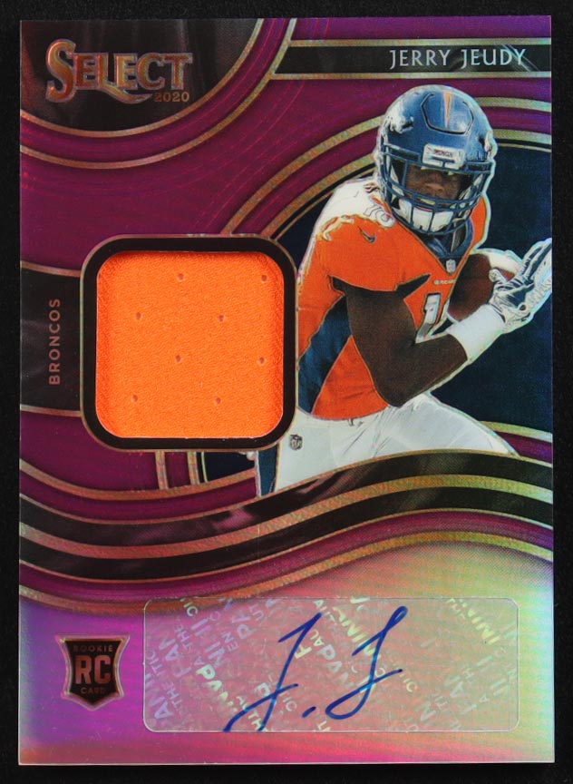 Jerry Jeudy 2020 Select Rookie Signature Memorabilia Prizm Purple #6 #45/49 RC at PristineAuction.com Jerry Jeudy 2020 Select Rookie Signature Memorabilia Prizm Purple #6 #45/49 RC at PristineAuction.com