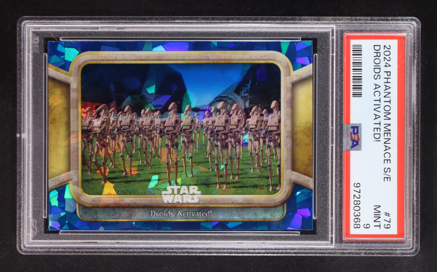 Droids Activated! 2024 Topps Chrome Sapphire Edition Star Wars The Phantom Menace 25th Anniversary #79 (PSA 9) at PristineAuction.com Droids Activated! 2024 Topps Chrome Sapphire Edition Star Wars The Phantom Menace 25th Anniversary #79 (PSA 9) at PristineAuction.com