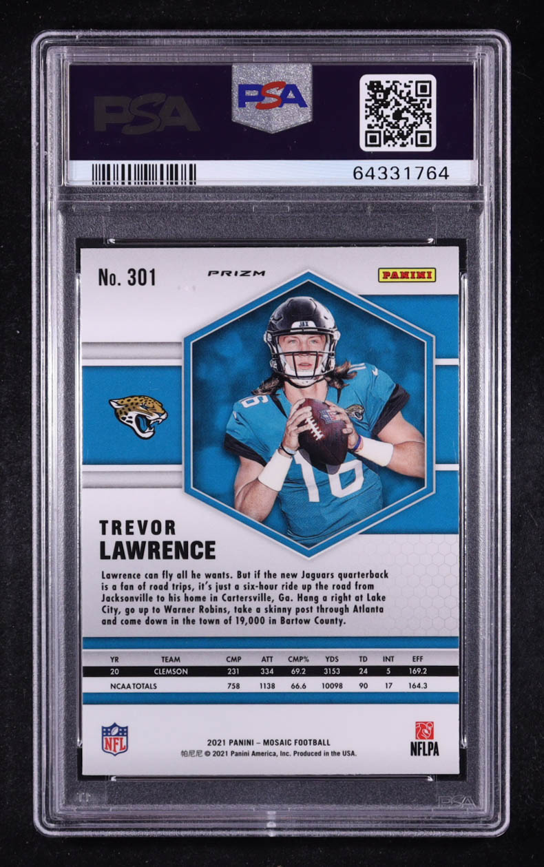 Trevor Lawrence 2021 Panini Mosaic Mosaic Camo Pink #301 RC (PSA 9) at PristineAuction.com Trevor Lawrence 2021 Panini Mosaic Mosaic Camo Pink #301 RC (PSA 9) at PristineAuction.com