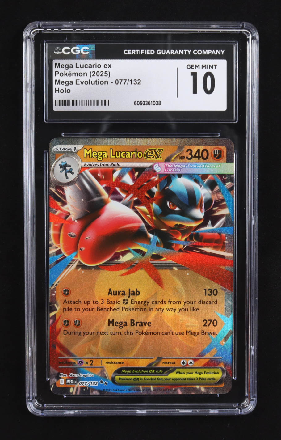 Mega Lucario ex 2025 Pokemon TCG Mega Evolution #077 (CGC 10) at PristineAuction.com Mega Lucario ex 2025 Pokemon TCG Mega Evolution #077 (CGC 10) at PristineAuction.com