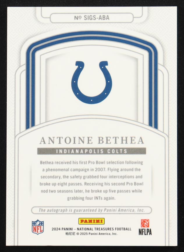 Antoine Bethea 2024 Panini National Treasures Signatures #67 #59/99 at PristineAuction.com Antoine Bethea 2024 Panini National Treasures Signatures #67 #59/99 at PristineAuction.com