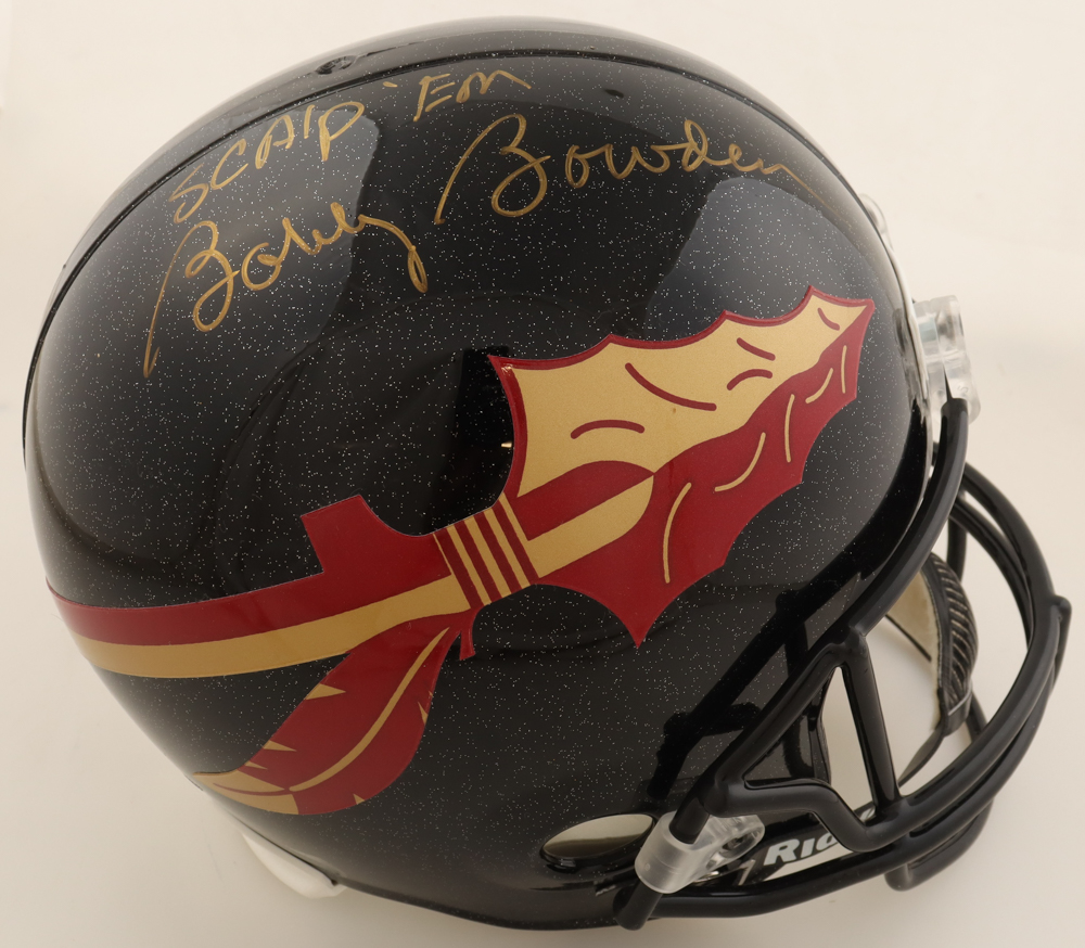 Bobby Bowden Signed Florida State Seminoles Full-Size Helmet inscribed "Scalp Em" (Beckett) at PristineAuction.com Bobby Bowden Signed Florida State Seminoles Full-Size Helmet inscribed "Scalp Em" (Beckett) at PristineAuction.com