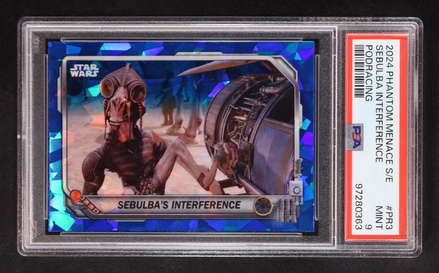 Sebulba's Interference 2024 Topps Chrome Sapphire Edition Star Wars The Phantom Menace 25th Anniversary Podracing #PR3 (PSA 9) at PristineAuction.com Sebulba's Interference 2024 Topps Chrome Sapphire Edition Star Wars The Phantom Menace 25th Anniversary Podracing #PR3 (PSA 9) at PristineAuction.com