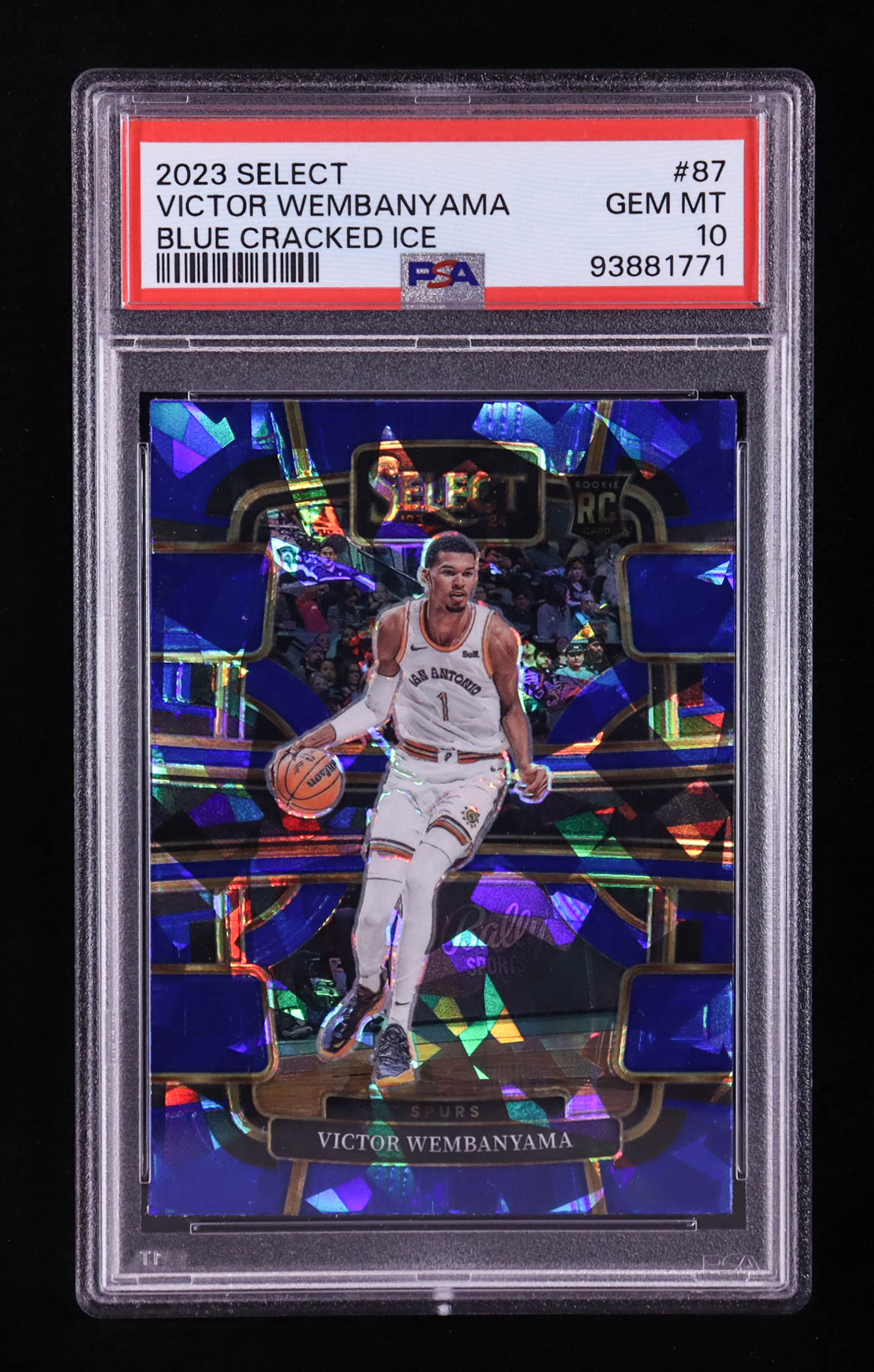 Victor Wembanyama 2023-24 Select Prizms Blue Cracked Ice #87 RC (PSA 10) at PristineAuction.com Victor Wembanyama 2023-24 Select Prizms Blue Cracked Ice #87 RC (PSA 10) at PristineAuction.com