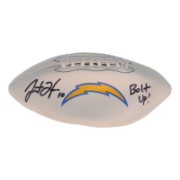 Justin Herbert Signed Chargers Logo Football Inscribed "Bolt Up!" (Fanatics) at PristineAuction.com