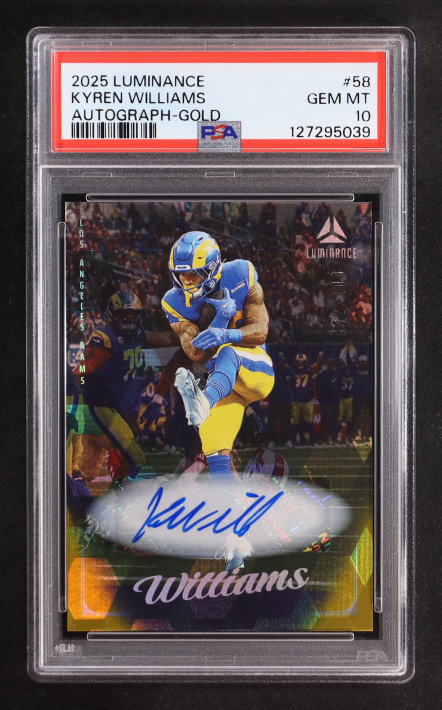 Kyren Williams 2025 Panini Luminance Autographs Gold #58 #042/100 (PSA 10) at PristineAuction.com Kyren Williams 2025 Panini Luminance Autographs Gold #58 #042/100 (PSA 10) at PristineAuction.com
