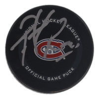Patrick Roy Signed Canadiens Logo Hockey Puck (Beckett) at PristineAuction.com