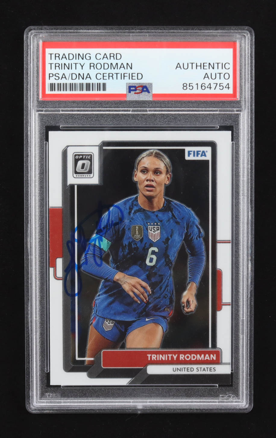Trinity Rodman Signed 2022-23 Donruss Optic #130 (PSA) at PristineAuction.com Trinity Rodman Signed 2022-23 Donruss Optic #130 (PSA) at PristineAuction.com