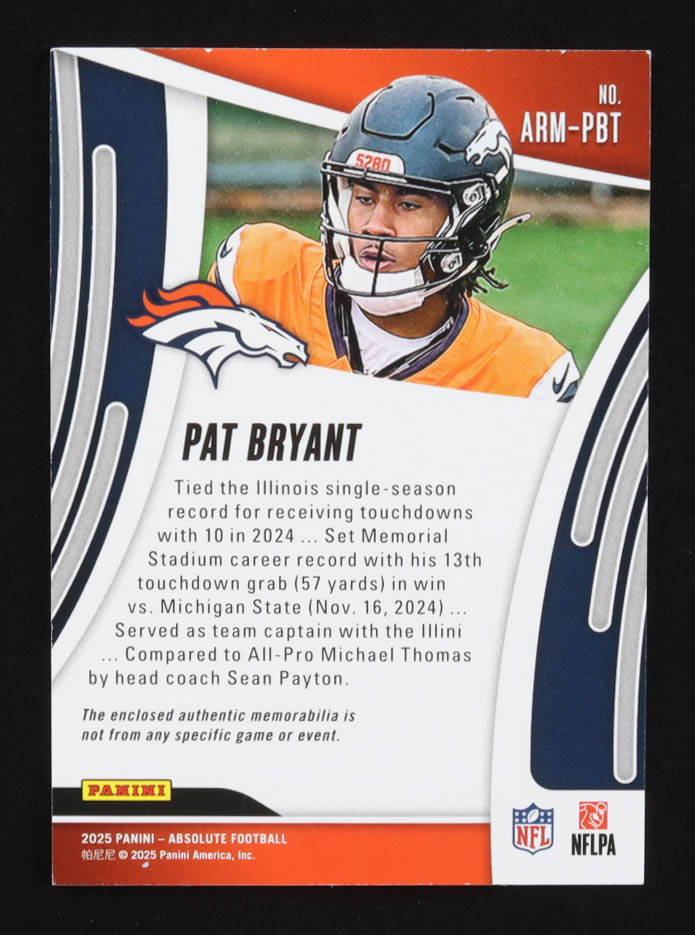 Pat Bryant 2025 Absolute Absolute Rookie Materials Holo Silver #24 #23/49 RC at PristineAuction.com Pat Bryant 2025 Absolute Absolute Rookie Materials Holo Silver #24 #23/49 RC at PristineAuction.com