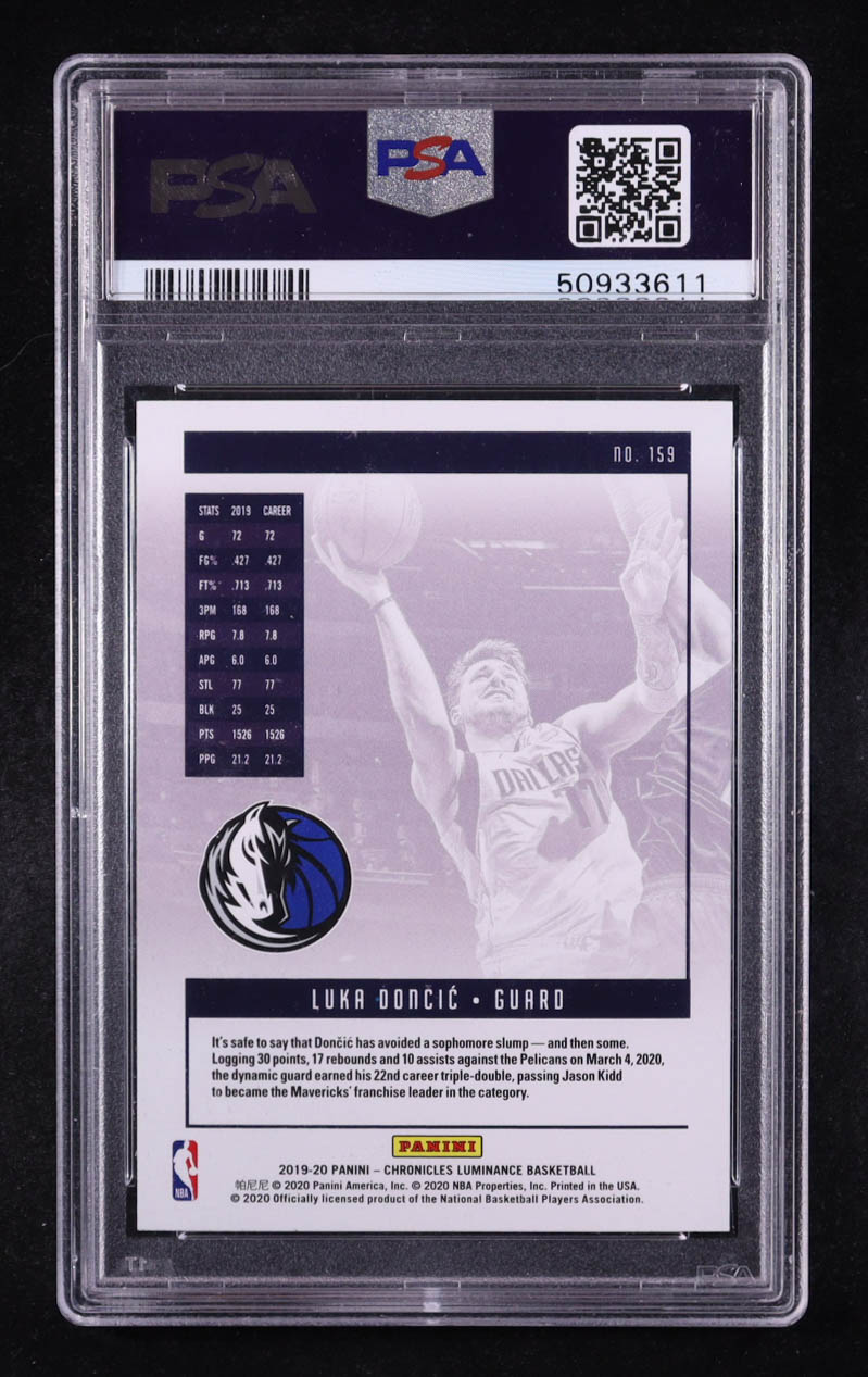 Luka Doncic 2019-20 Panini Chronicles #159 Luminance (PSA 9) at PristineAuction.com Luka Doncic 2019-20 Panini Chronicles #159 Luminance (PSA 9) at PristineAuction.com