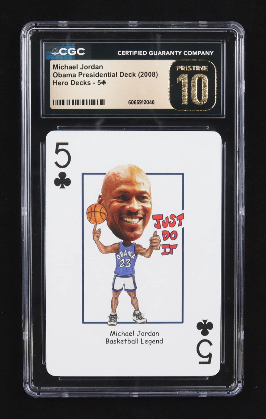 Michael Jordan 2008 Hero Decks Obama Presidential Deck Five of Clubs Playing Card (CGC Black Label Pristine 10) at PristineAuction.com Michael Jordan 2008 Hero Decks Obama Presidential Deck Five of Clubs Playing Card (CGC Black Label Pristine 10) at PristineAuction.com