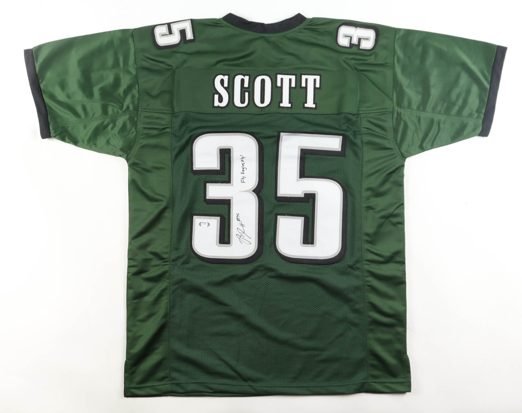 Boston Scott Signed Jersey Inscribed "Fly Eagles Fly!" (PSA) at PristineAuction.com Boston Scott Signed Jersey Inscribed "Fly Eagles Fly!" (PSA) at PristineAuction.com