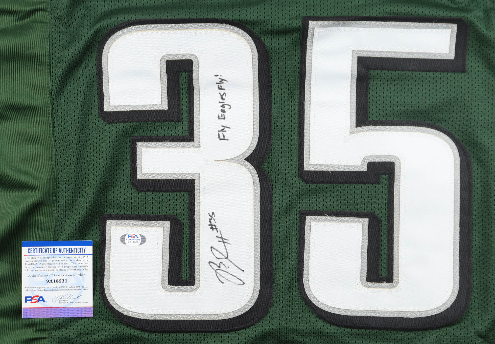 Boston Scott Signed Jersey Inscribed "Fly Eagles Fly!" (PSA) at PristineAuction.com Boston Scott Signed Jersey Inscribed "Fly Eagles Fly!" (PSA) at PristineAuction.com