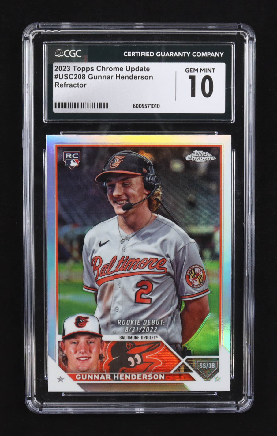 Gunnar Henderson 2023 Topps Chrome Update Refractor #USC-208 RC (CGC 10) at PristineAuction.com Gunnar Henderson 2023 Topps Chrome Update Refractor #USC-208 RC (CGC 10) at PristineAuction.com