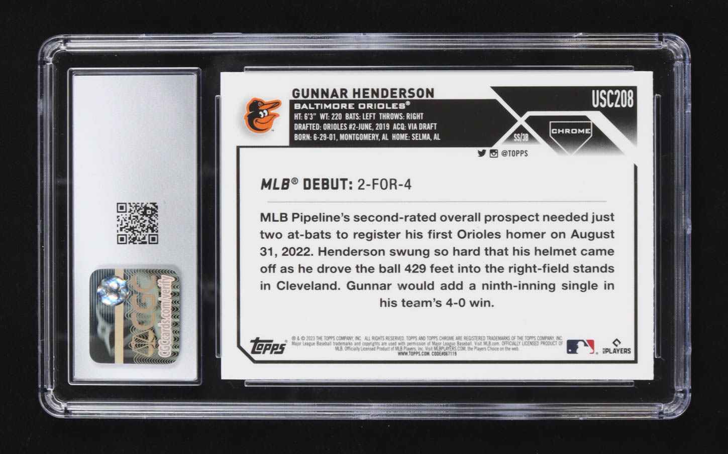 Gunnar Henderson 2023 Topps Chrome Update Refractor #USC-208 RC (CGC 10) at PristineAuction.com Gunnar Henderson 2023 Topps Chrome Update Refractor #USC-208 RC (CGC 10) at PristineAuction.com