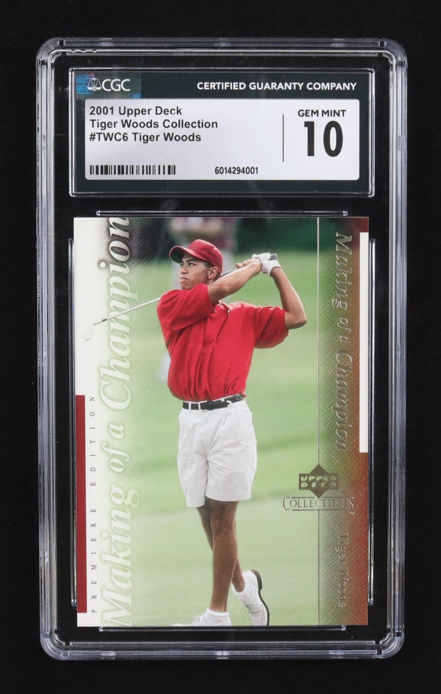 Tiger Woods 2001 Upper Deck Tiger Woods Collection Making of a Champion #TWC6 RC (CGC 10) at PristineAuction.com Tiger Woods 2001 Upper Deck Tiger Woods Collection Making of a Champion #TWC6 RC (CGC 10) at PristineAuction.com