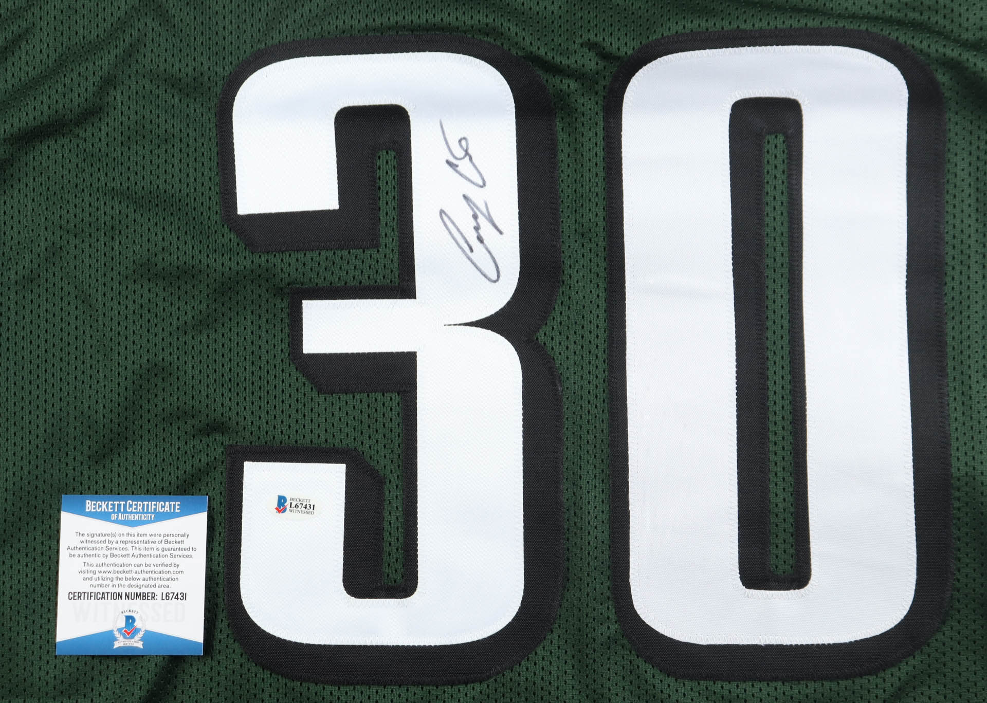 Corey Clement Signed Jersey (Beckett) at PristineAuction.com Corey Clement Signed Jersey (Beckett) at PristineAuction.com