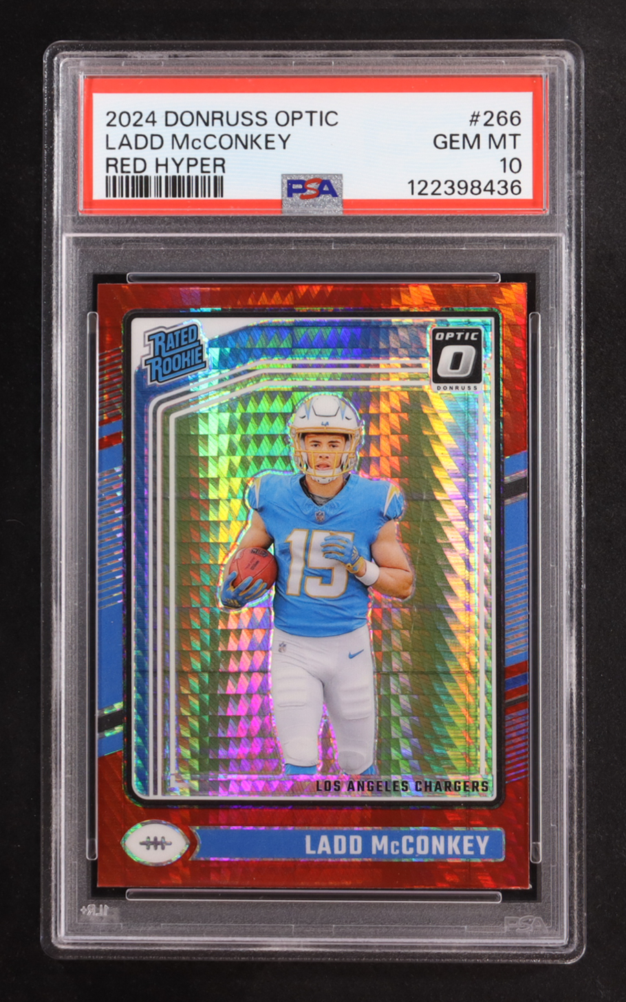 Ladd McConkey 2024 Donruss Optic Red Hyper #266 RR RC (PSA 10) at PristineAuction.com Ladd McConkey 2024 Donruss Optic Red Hyper #266 RR RC (PSA 10) at PristineAuction.com