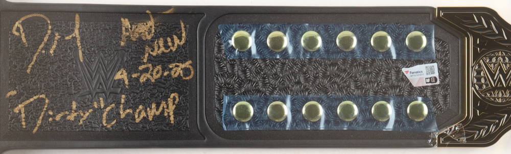 Dominik Mysterio Signed WWF Intercontinental Championship Belt Inscribed "And Now 4-20-25" & "Dirty Champ" (Fanatics) at PristineAuction.com Dominik Mysterio Signed WWF Intercontinental Championship Belt Inscribed "And Now 4-20-25" & "Dirty Champ" (Fanatics) at PristineAuction.com