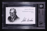 John Wooden Signed Business Card (BGS) at PristineAuction.com