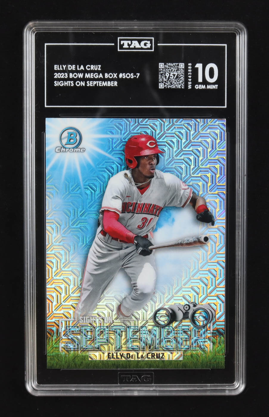 Elly De La Cruz 2023 Bowman Mega Box Sights on September #SOS-7 RC (TAG 10) at PristineAuction.com Elly De La Cruz 2023 Bowman Mega Box Sights on September #SOS-7 RC (TAG 10) at PristineAuction.com