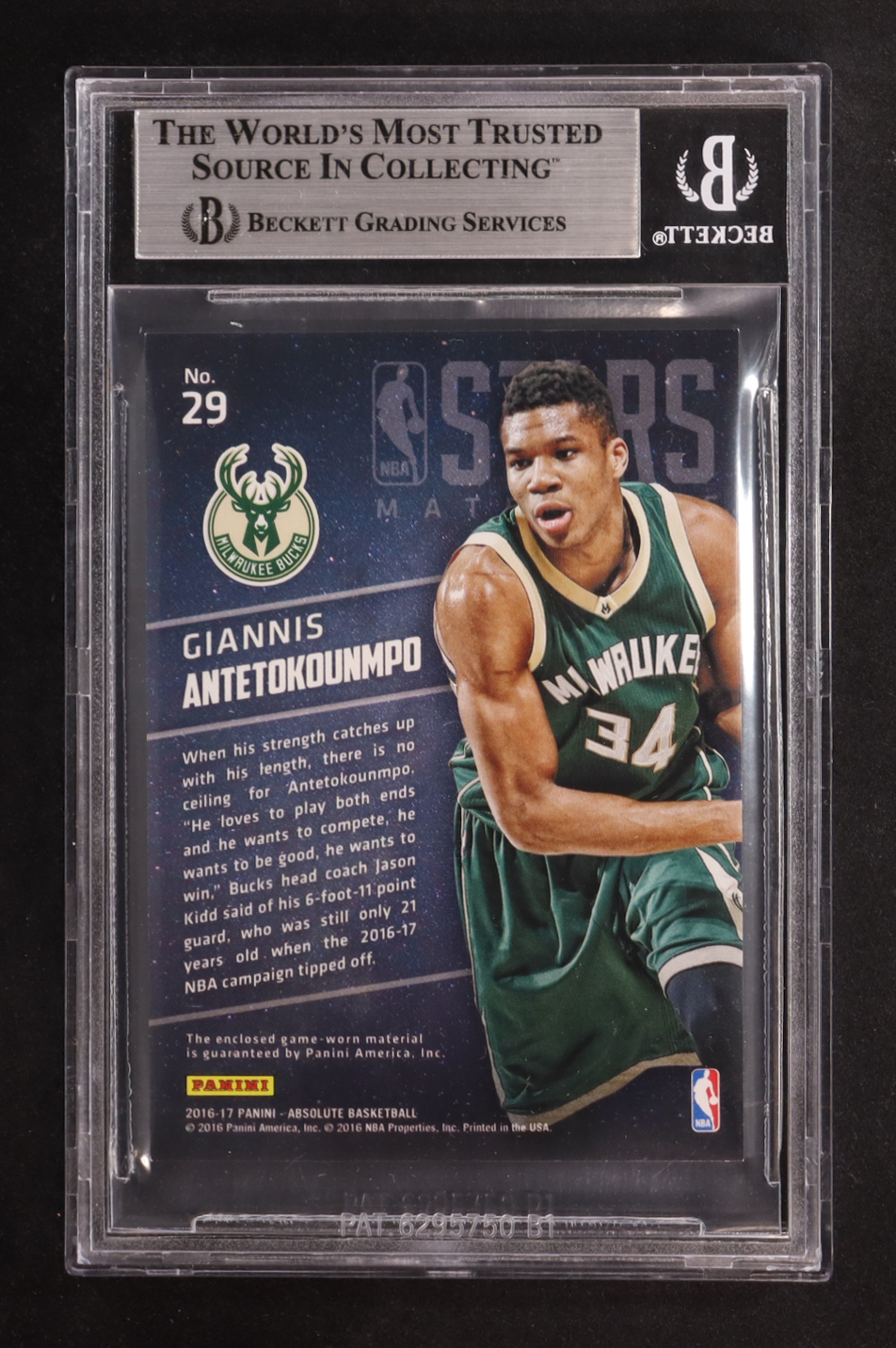 Giannis Antetokounmpo 2016-17 Absolute Memorabilia NBA Stars Materials #29 #146/149 (BGS 9) at PristineAuction.com Giannis Antetokounmpo 2016-17 Absolute Memorabilia NBA Stars Materials #29 #146/149 (BGS 9) at PristineAuction.com