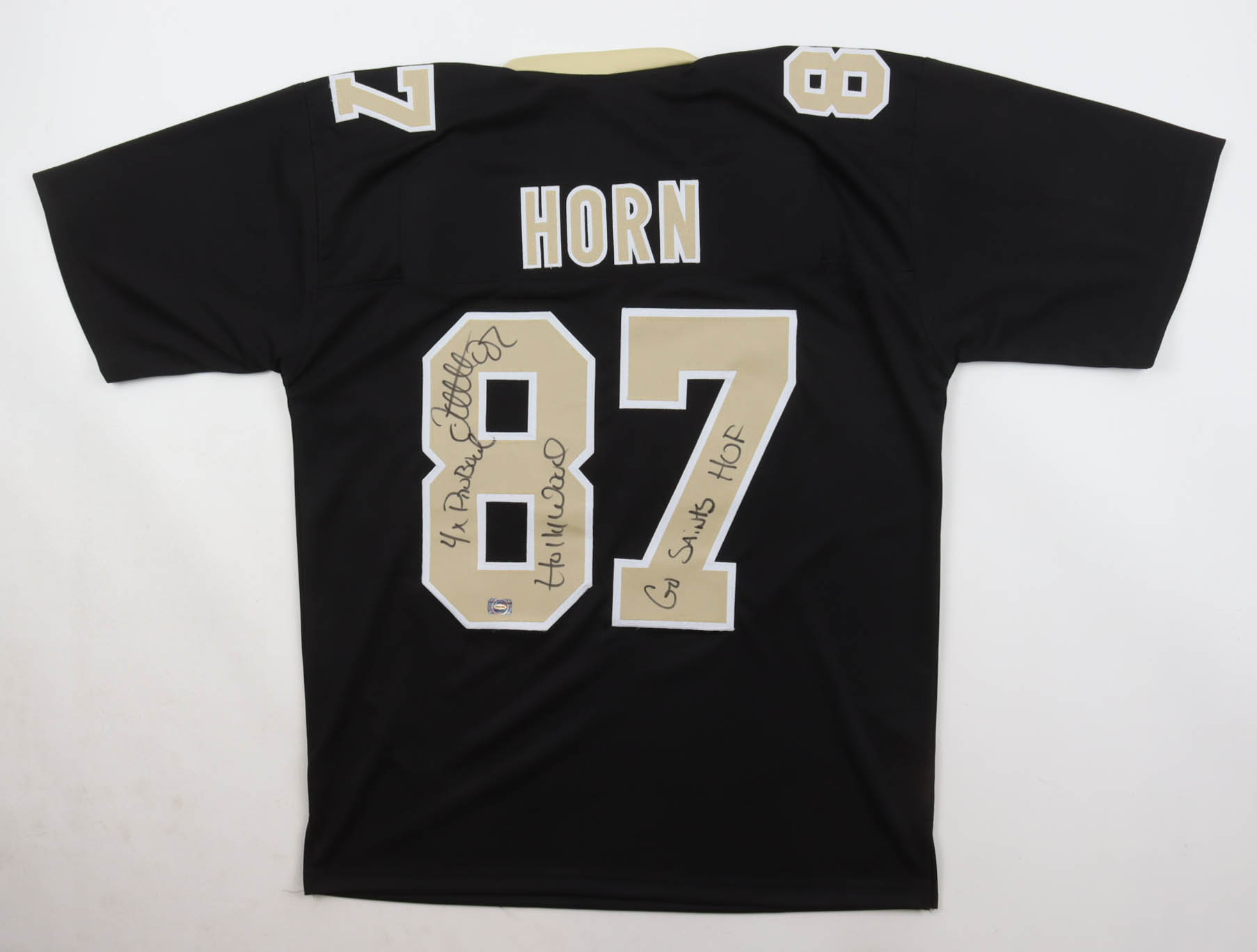 Joe Horn Signed Jersey Inscribed "4 Time Pro Bowler", "Hollywood", & "Go Saints H.O.F." (Wilder Side of Sports) at PristineAuction.com Joe Horn Signed Jersey Inscribed "4 Time Pro Bowler", "Hollywood", & "Go Saints H.O.F." (Wilder Side of Sports) at PristineAuction.com