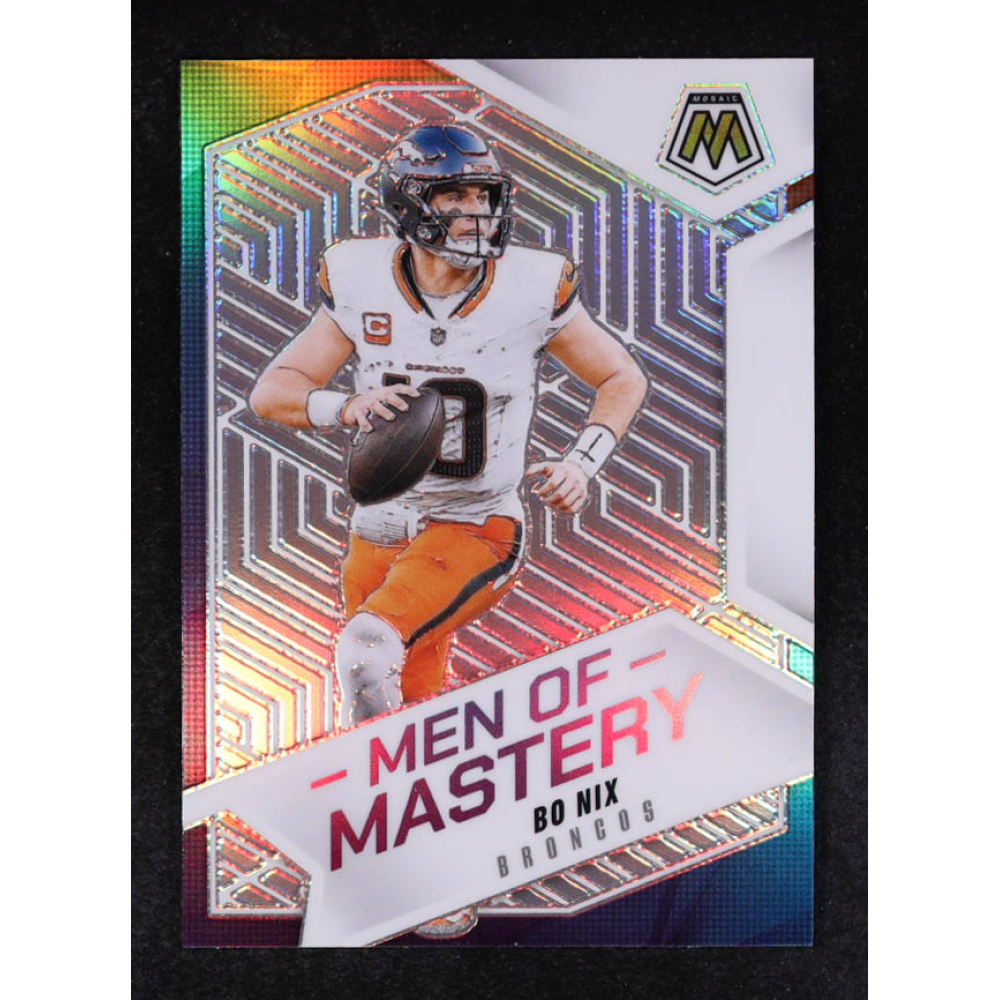 Bo Nix 2025 Panini Mosaic Men of Mastery Silver #7 at PristineAuction.com