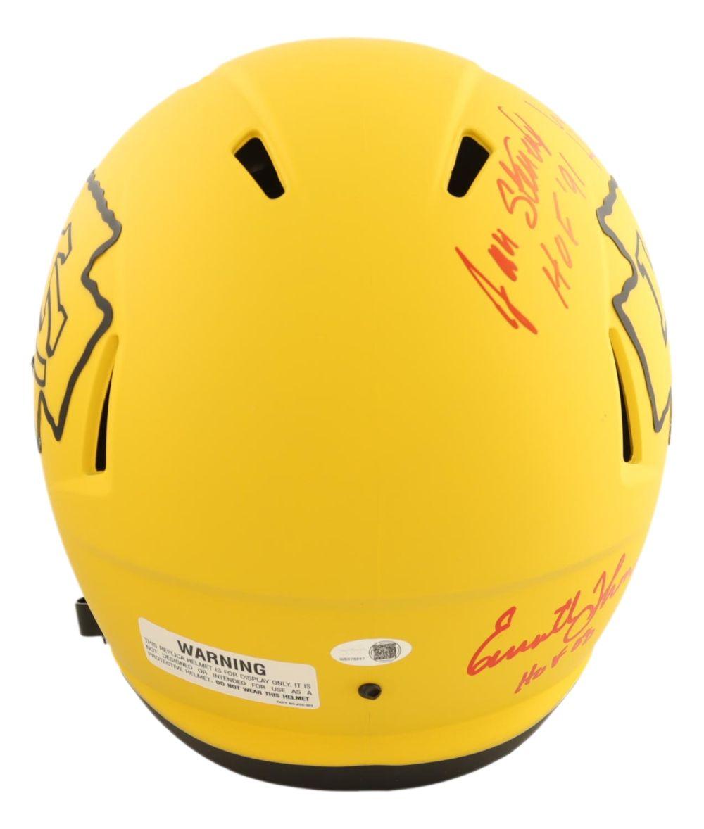 Kansas City Chiefs Full-Size Rave Alternate Speed Helmet Signed by (4) with Jan Stenerud, Willie Roaf, Will Shields, and Emmitt Thomas (JSA) at PristineAuction.com Kansas City Chiefs Full-Size Rave Alternate Speed Helmet Signed by (4) with Jan Stenerud, Willie Roaf, Will Shields, and Emmitt Thomas (JSA) at PristineAuction.com