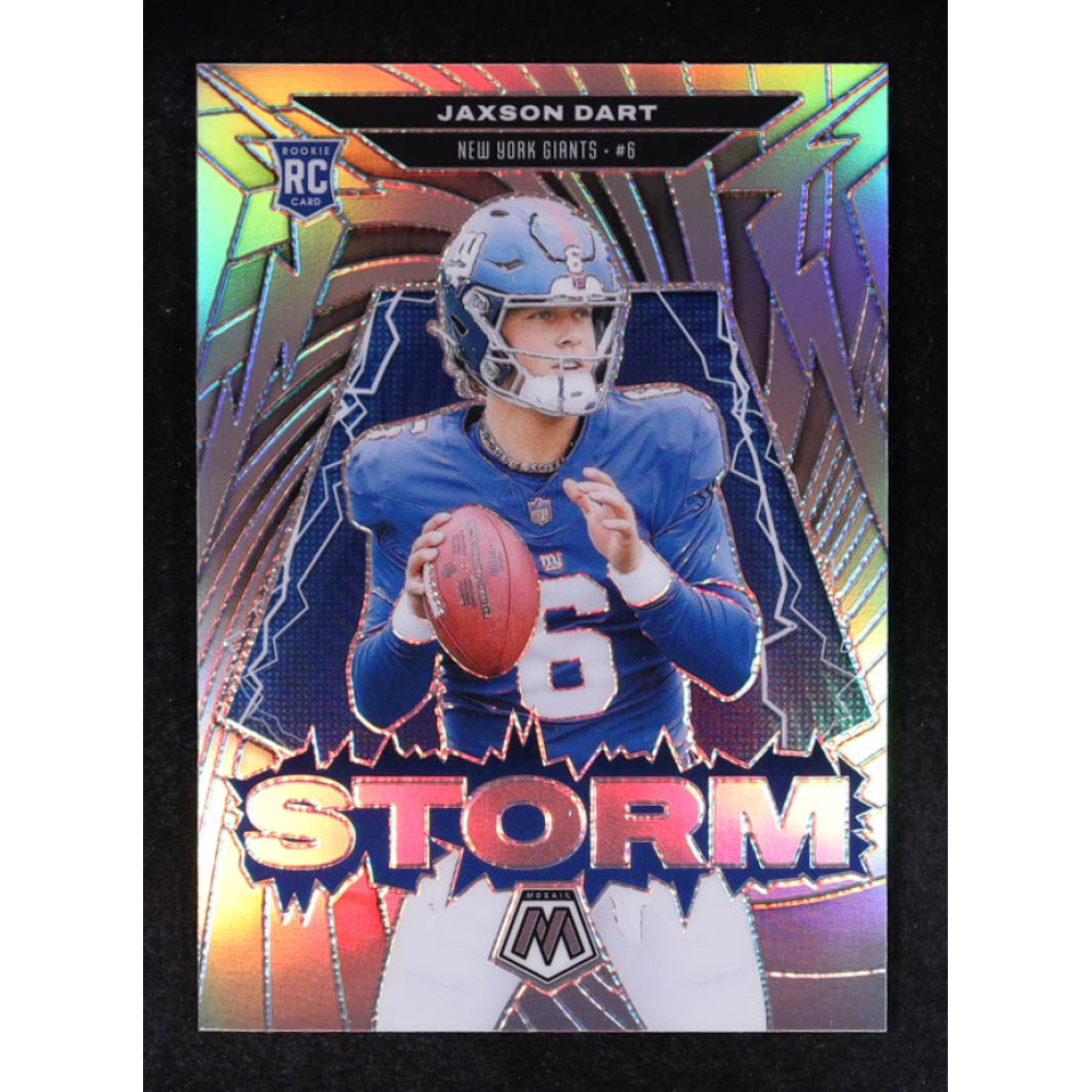 Jaxson Dart 2025 Panini Mosaic Storm Silver #12 RC at PristineAuction.com