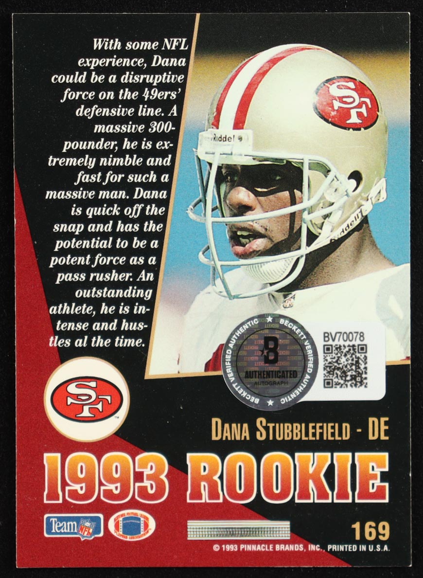 Dana Stubblefield Signed 1993 Select #169 RC (Beckett) at PristineAuction.com Dana Stubblefield Signed 1993 Select #169 RC (Beckett) at PristineAuction.com