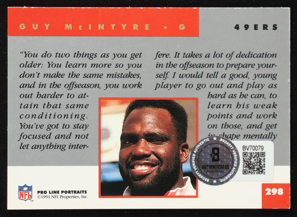 Guy McIntyre Signed 1991 Pro Line Portraits #298 (Beckett) at PristineAuction.com Guy McIntyre Signed 1991 Pro Line Portraits #298 (Beckett) at PristineAuction.com