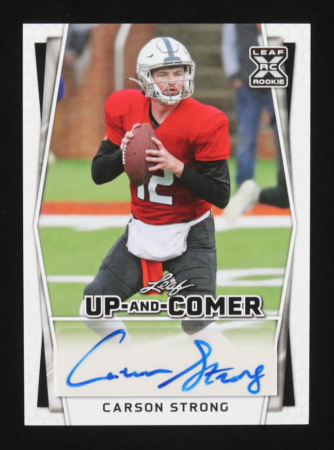 Carson Strong 2022 Leaf Holiday Packs Up and Comer XRC Auto #UC-CS1 RC at PristineAuction.com Carson Strong 2022 Leaf Holiday Packs Up and Comer XRC Auto #UC-CS1 RC at PristineAuction.com
