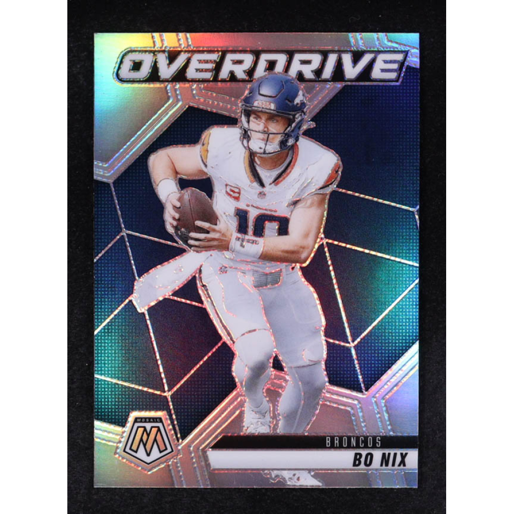 Bo Nix 2025 Panini Mosaic Overdrive Silver #8 at PristineAuction.com