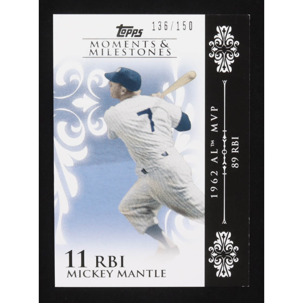 Mickey Mantle 2008 Topps Moments & Milestones 1962 AL MVP 89 RBI #6 #136/150 at PristineAuction.com
