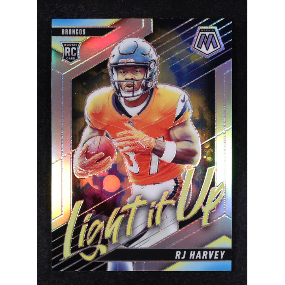 RJ Harvey 2025 Panini Mosaic Light it Up Silver #18 RC at PristineAuction.com