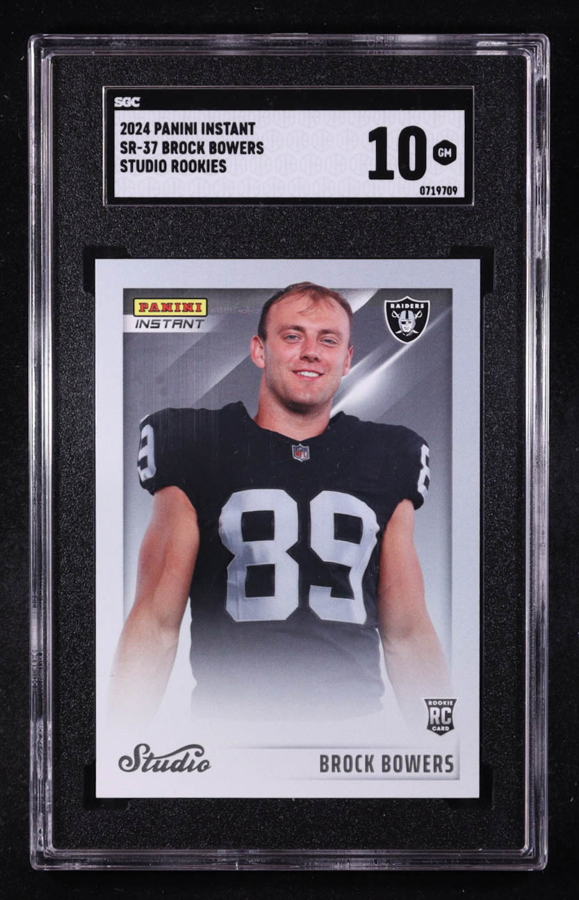 Brock Bowers 2024 Panini Instant Studio Rookies #SR-37 RC #1/1672 (SGC 10) at PristineAuction.com Brock Bowers 2024 Panini Instant Studio Rookies #SR-37 RC #1/1672 (SGC 10) at PristineAuction.com