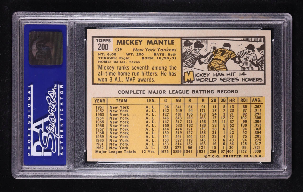 Mickey Mantle 1963 Topps #200 (PSA 8) (OC) at PristineAuction.com Mickey Mantle 1963 Topps #200 (PSA 8) (OC) at PristineAuction.com