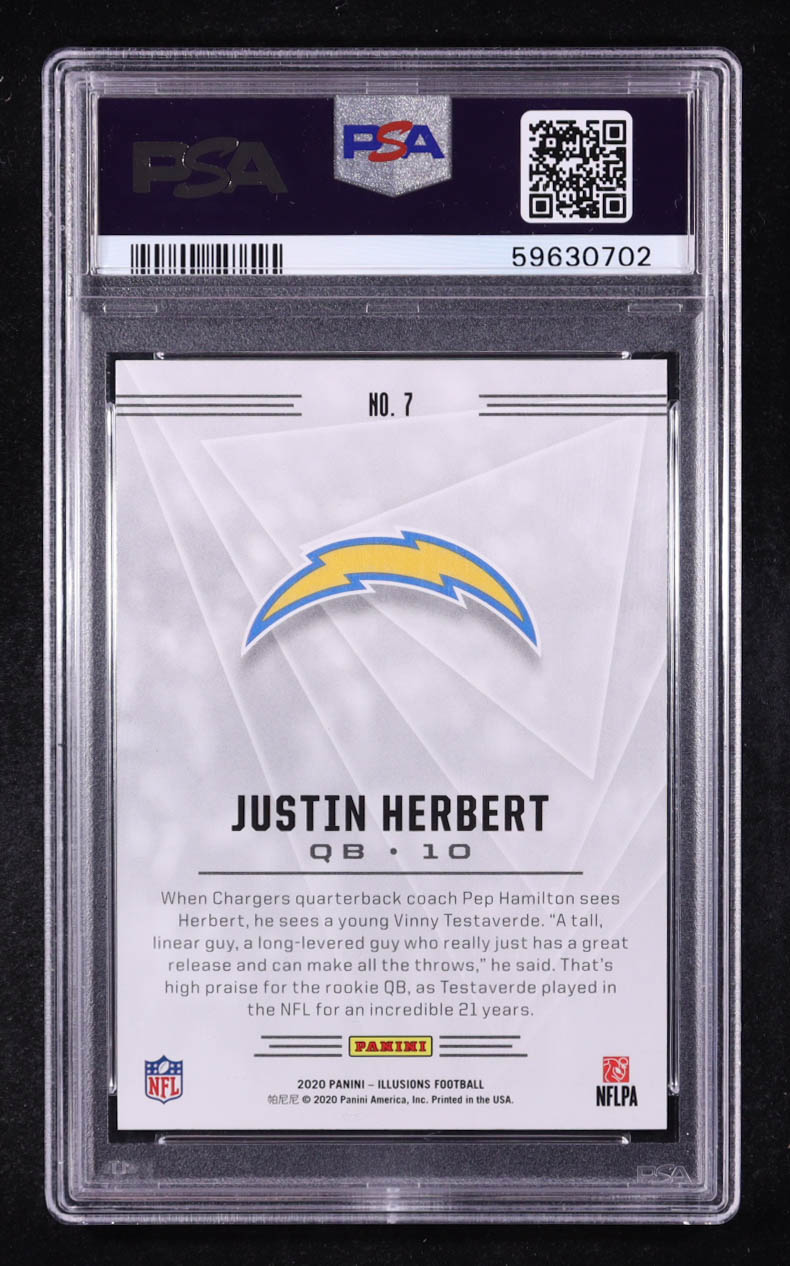 Justin Herbert 2020 Panini Illusions Retail #7 RC (PSA 10) at PristineAuction.com Justin Herbert 2020 Panini Illusions Retail #7 RC (PSA 10) at PristineAuction.com