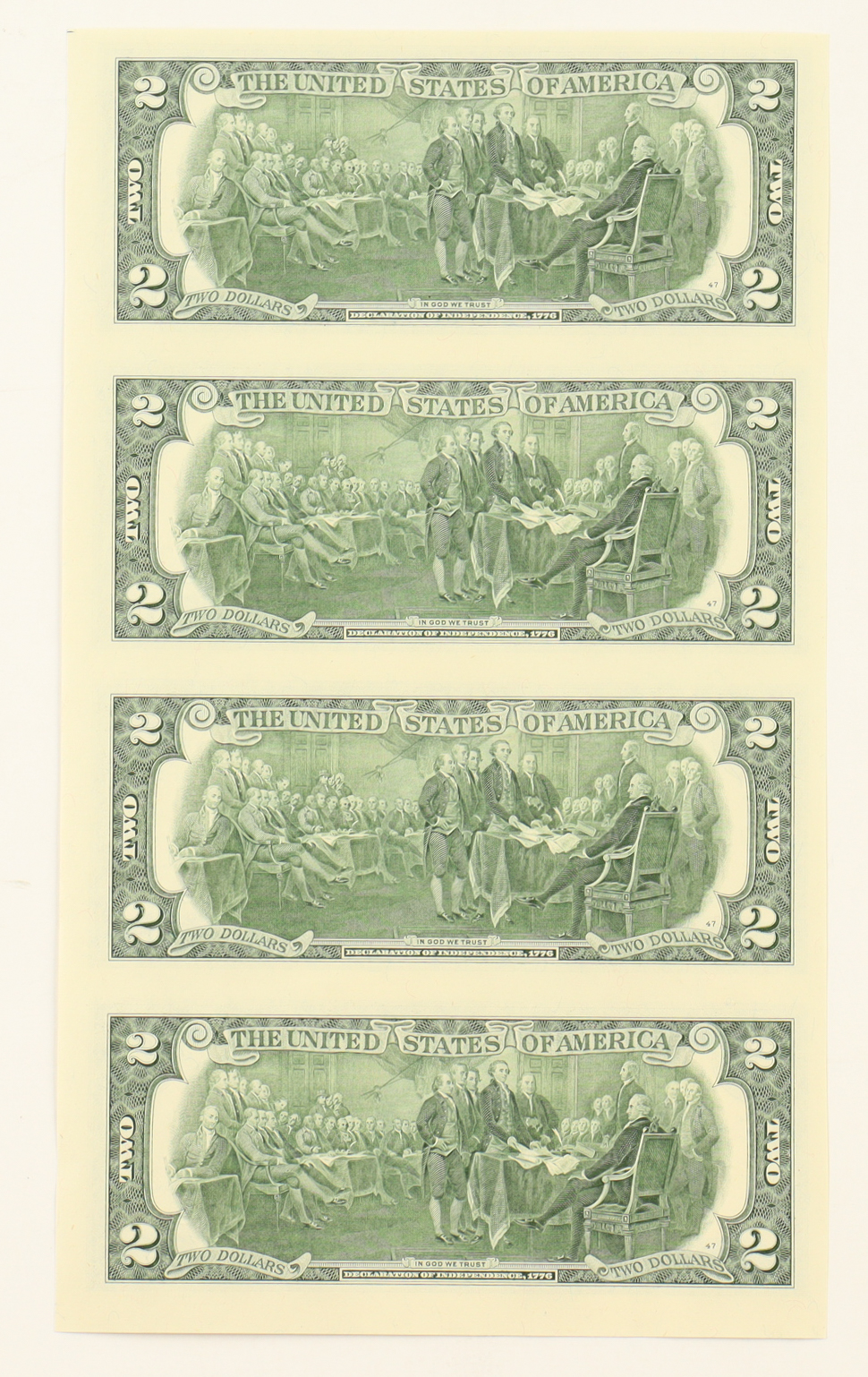 2013 $2 Two Dollars Uncut Sheet of (4) Federal Reserve Notes at PristineAuction.com 2013 $2 Two Dollars Uncut Sheet of (4) Federal Reserve Notes at PristineAuction.com