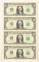 2021 $1 One Dollar Uncut Sheet of (4) Federal Reserve Notes at PristineAuction.com