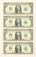 2021 $1 One Dollar Uncut Sheet of (4) Federal Reserve Notes at PristineAuction.com