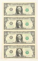 2021 $1 One Dollar Uncut Sheet of (4) Federal Reserve Notes at PristineAuction.com